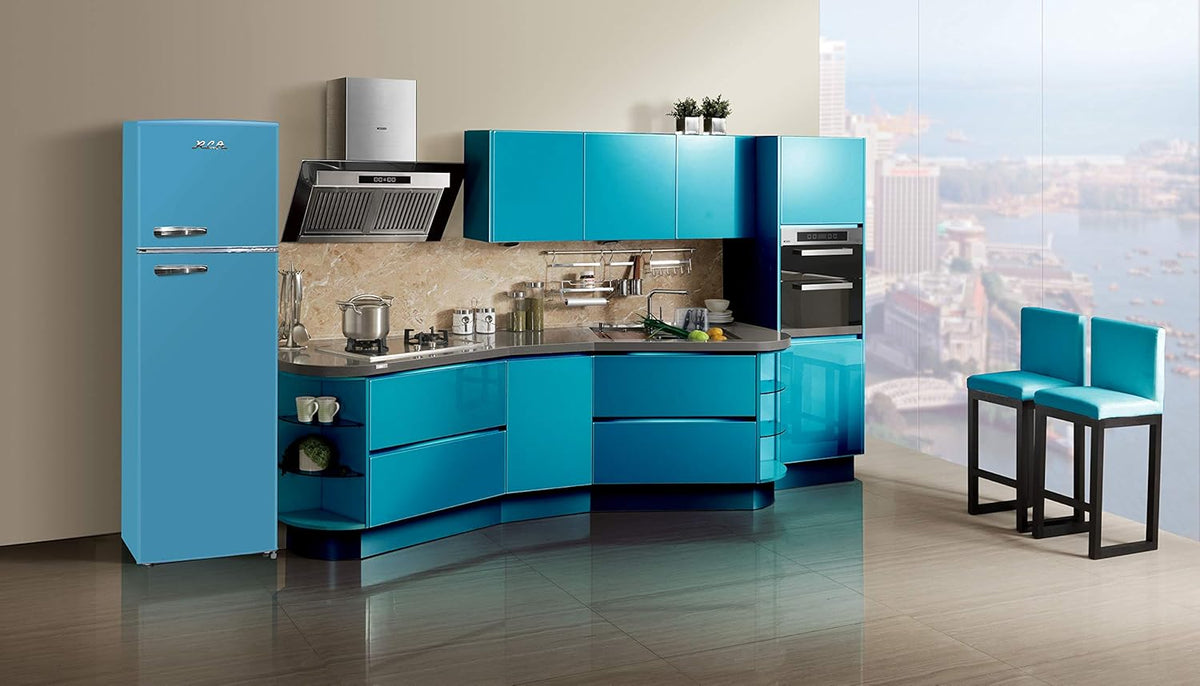 Retro 2 Door Refrigerator with Freezer, 10 cu ft, Blue Z30977