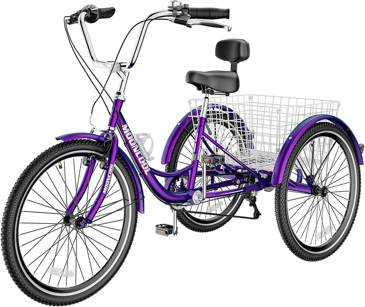 24" Adult Tricycle 3 Wheel 7 Speed Bike with Shopping Basket A95994