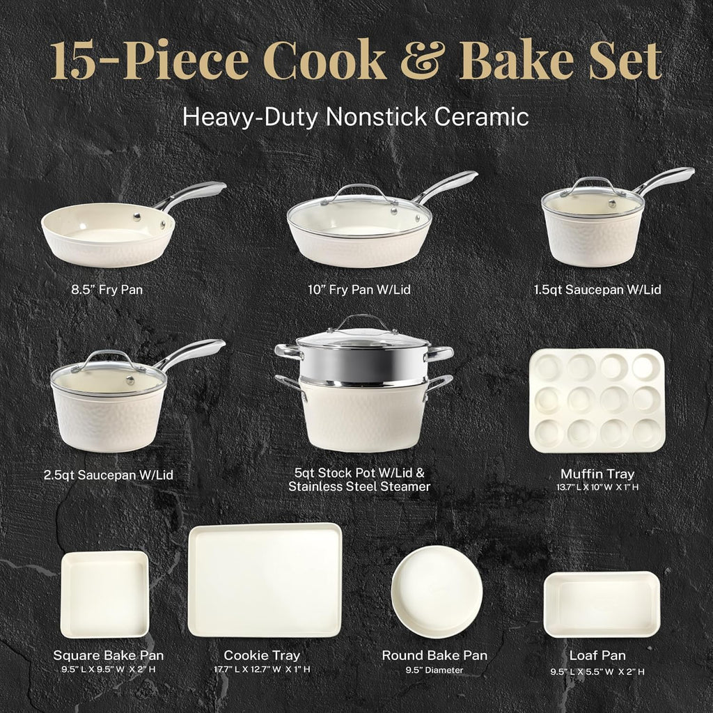 15 Piece Non Stick Ceramic Cookware Set P712