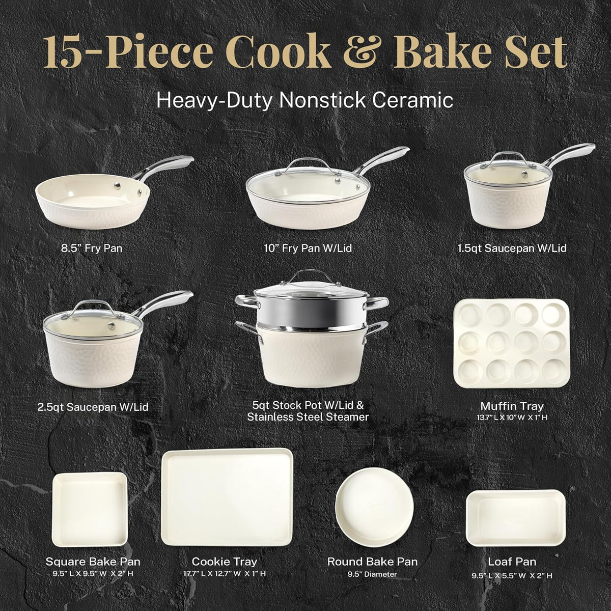15 Piece Non Stick Ceramic Cookware Set P712