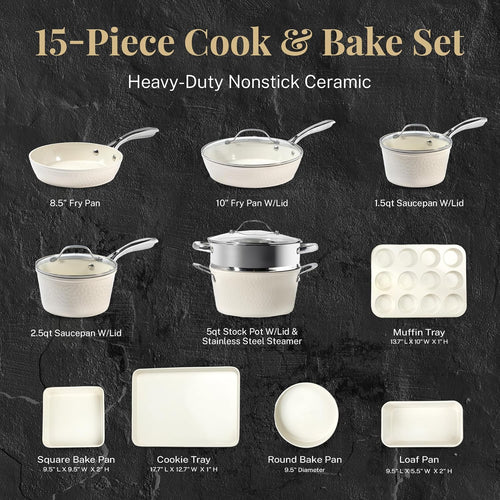 15 Piece Non Stick Ceramic Cookware Set P712