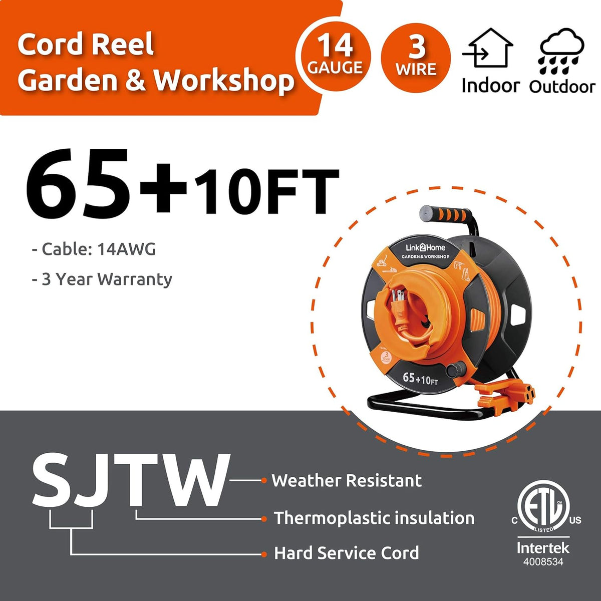 75 ft. 14 AWG SJTW Extension Cord with 4 Power Outlets Y4103