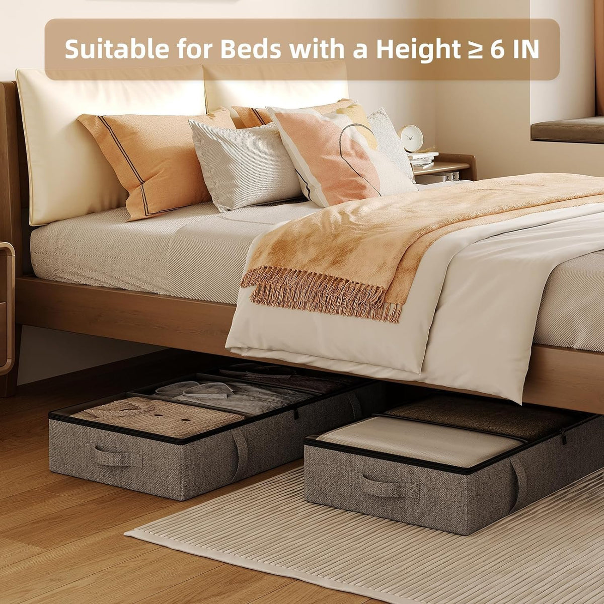 Grey 2 Pack Under Bed Storage Containers with Dividers C567