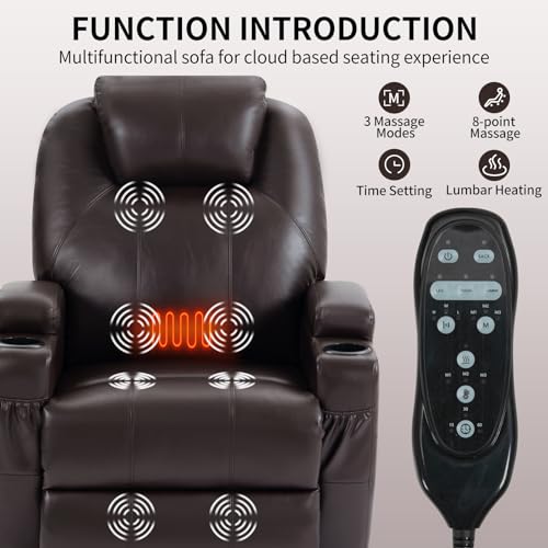 Black Power Lift Recliner Chair with Heat and Massage E501