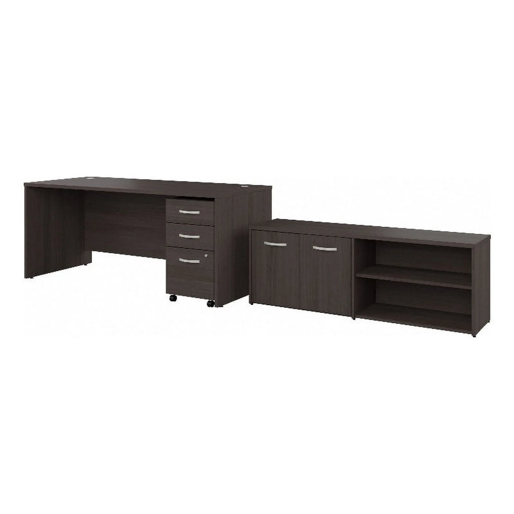 Gray Engineered Wood Office Desk with Drawers U96761