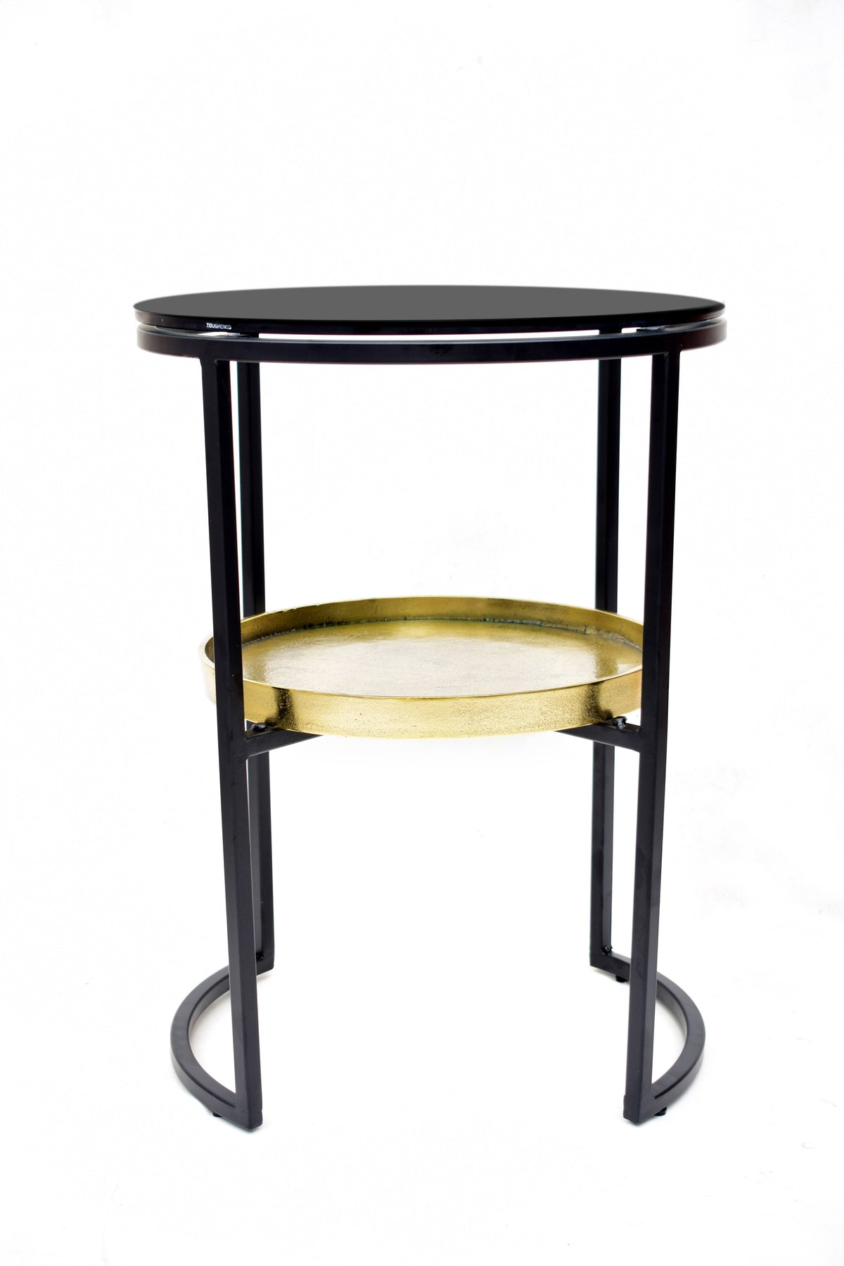 Black Brass Side Table with Smoke Glass P2764