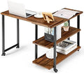 L-Shaped Corner Desk with 2-Tier Mobile End Table V267698