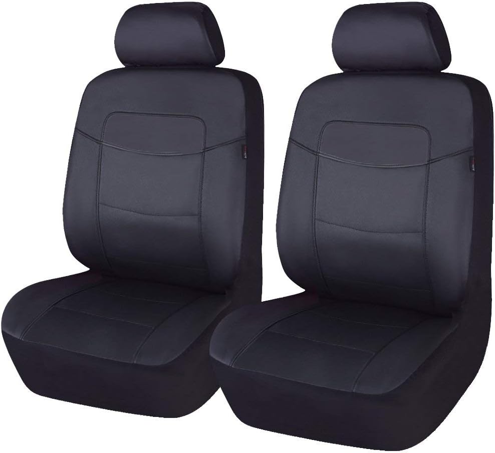 Black Water Blue Leather Car Seat Covers Pack of 2 I6558