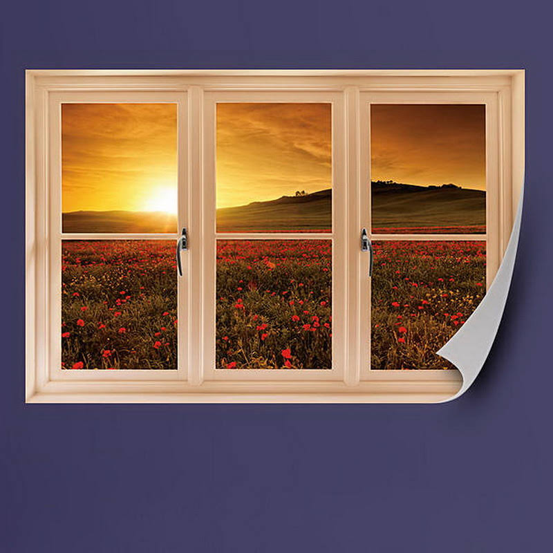 Poppy Field at Sunset Wall Decal D1224