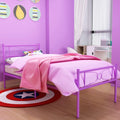 Pink Twin Metal Platform Bed with Headboard and Footboard P4880