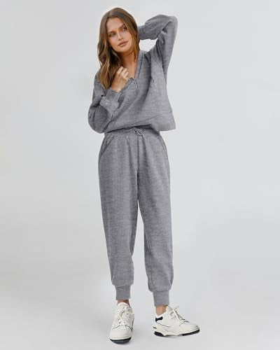 2 Piece Long Sleeve Half Zip Sweatshirt Sweatpants Lounge Set W865914