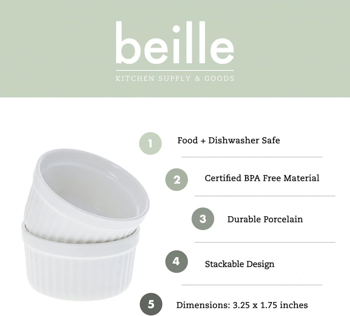 White 4Oz Porcelain Dessert Cups Set Q600337
