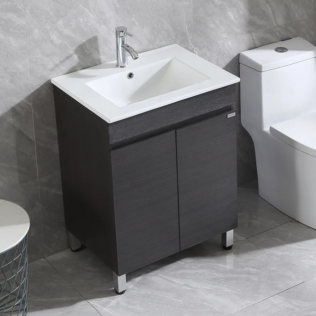 Black 24'' Wood Bathroom Vanity Cabinet with Sink I9431