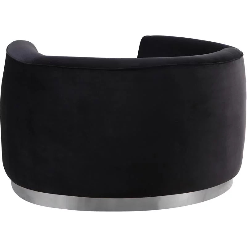 Velvet Accent Chair and Chaise 2-Piece Set Black Chrome C529