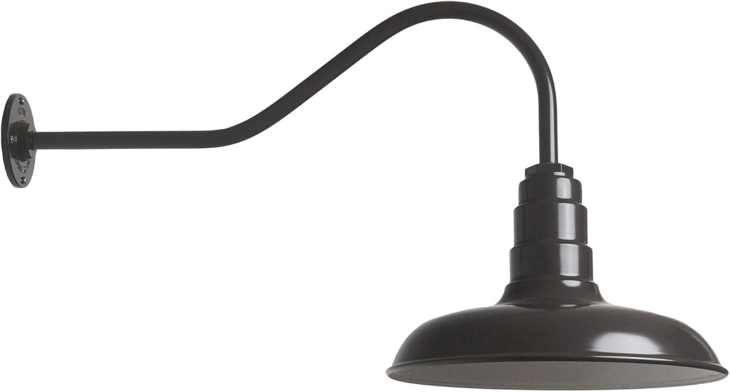 Black Steel Dome Gooseneck Barn Light T808202