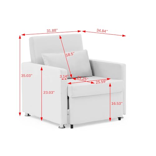 Beige Convertible Sleeper Chair with Ottoman D26550