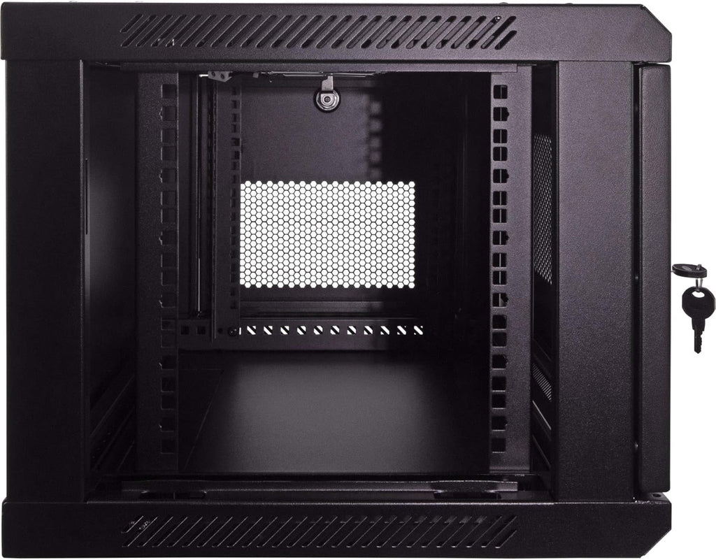 6U Wallmount Cabinet Enclosure 19-Inch Server Network Rack with Locking Perforated Door Black B9327