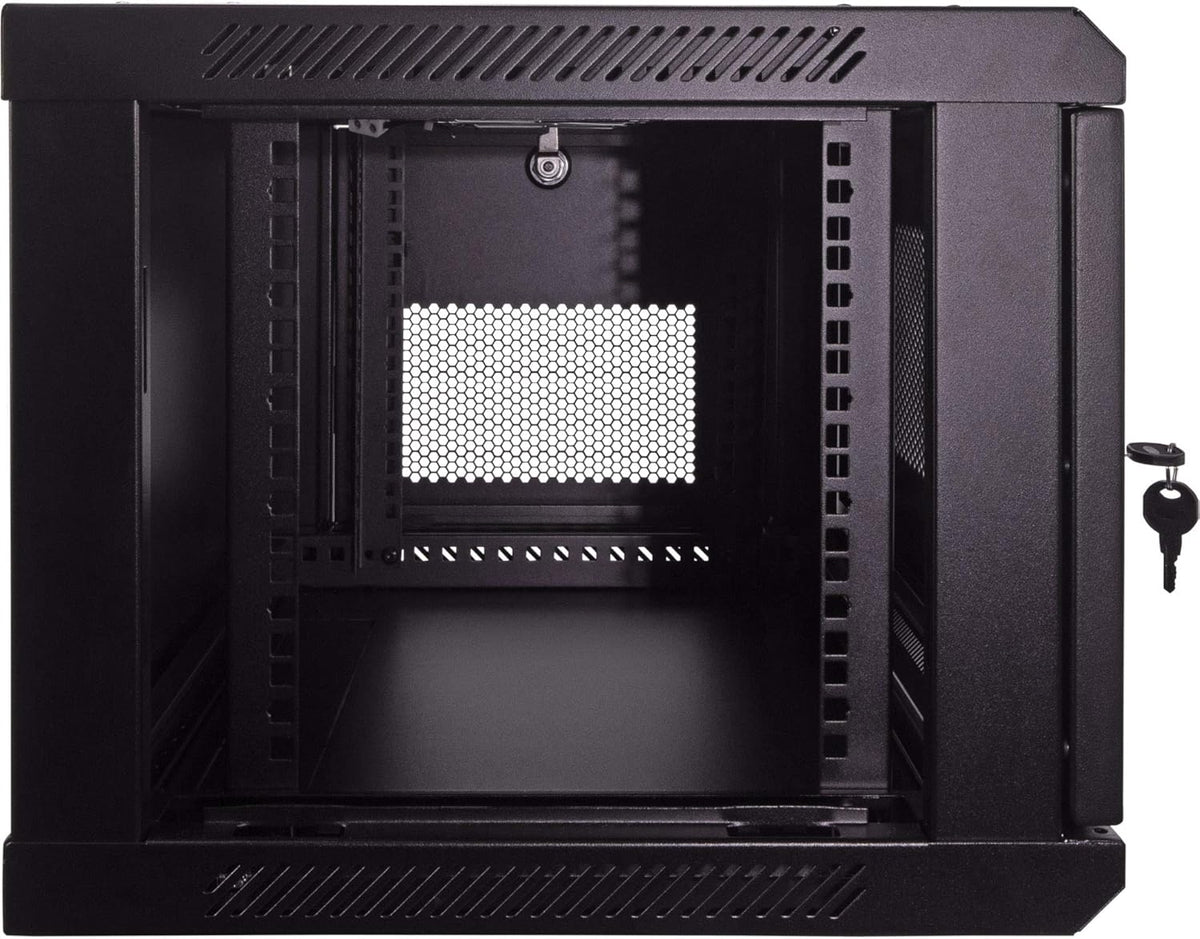 6U Wallmount Cabinet Enclosure 19-Inch Server Network Rack with Locking Perforated Door Black B9327