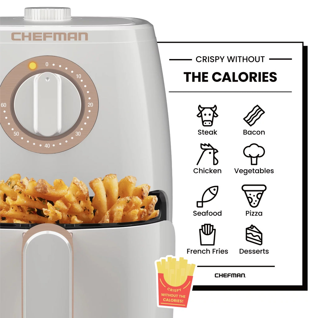 2 Qt White Air Fryer with Timer and Temperature Control L8858