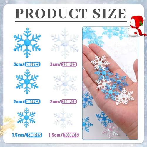 1600 Pieces 3 Size White Snowflake Confetti E742874