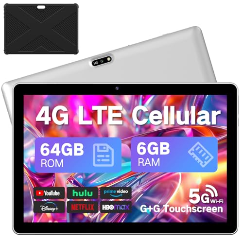 10.1 inch 4G LTE Tablet with SIM Card Slot, 64GB Storage K5358