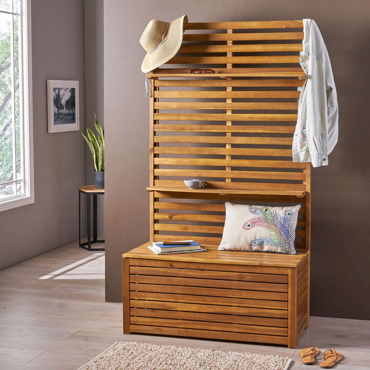 Acacia Wood Storage Bench K66890