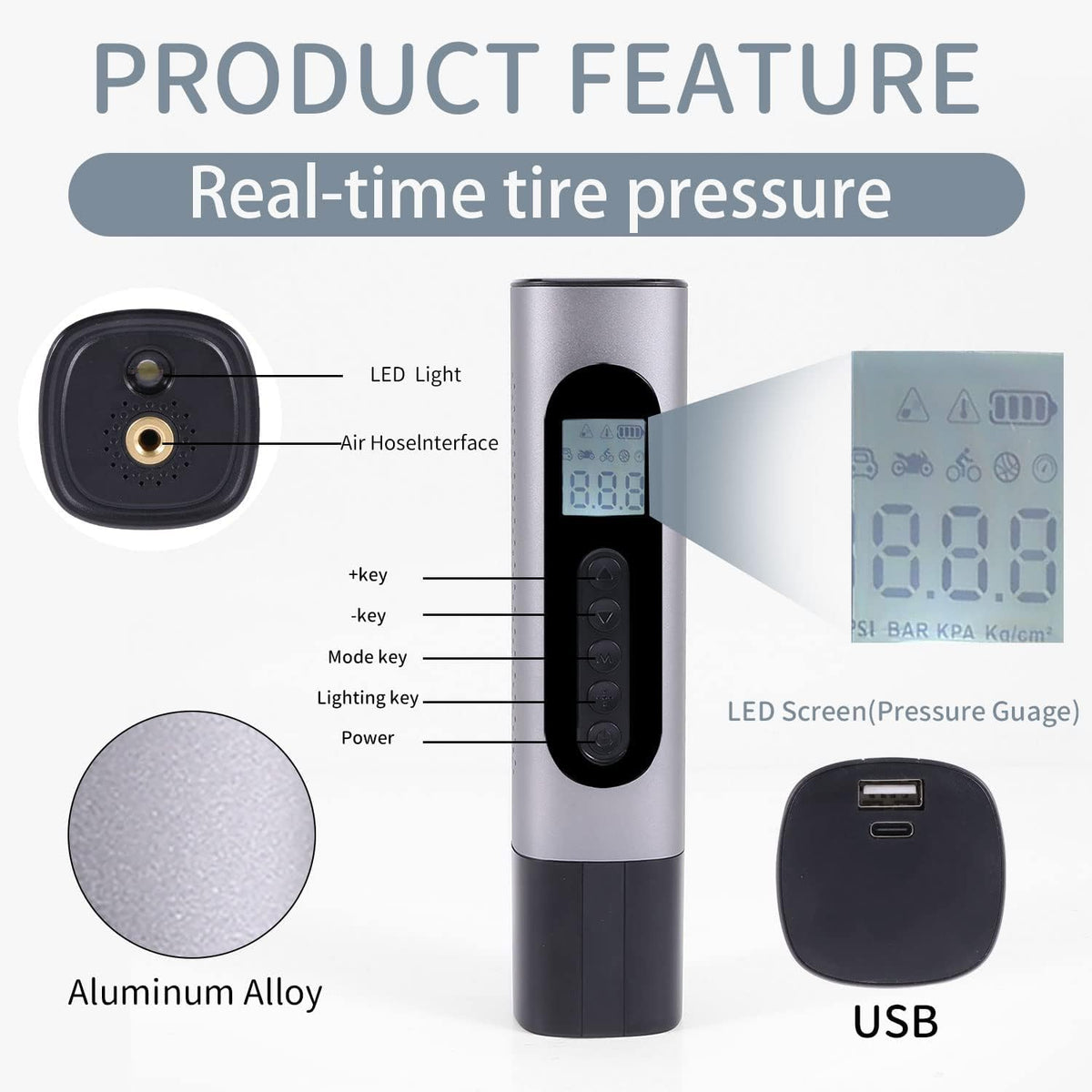 Tire Inflator Portable Air Compressor 150 Psi with Digital Pressure Gauge T286
