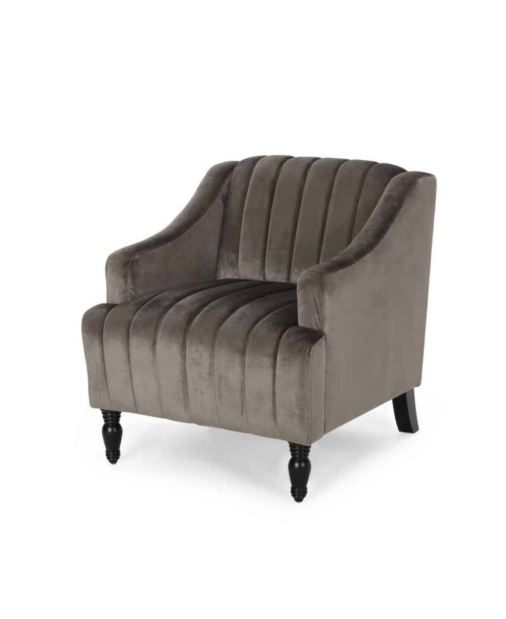 Gray and Dark Brown Velvet Club Chair I927
