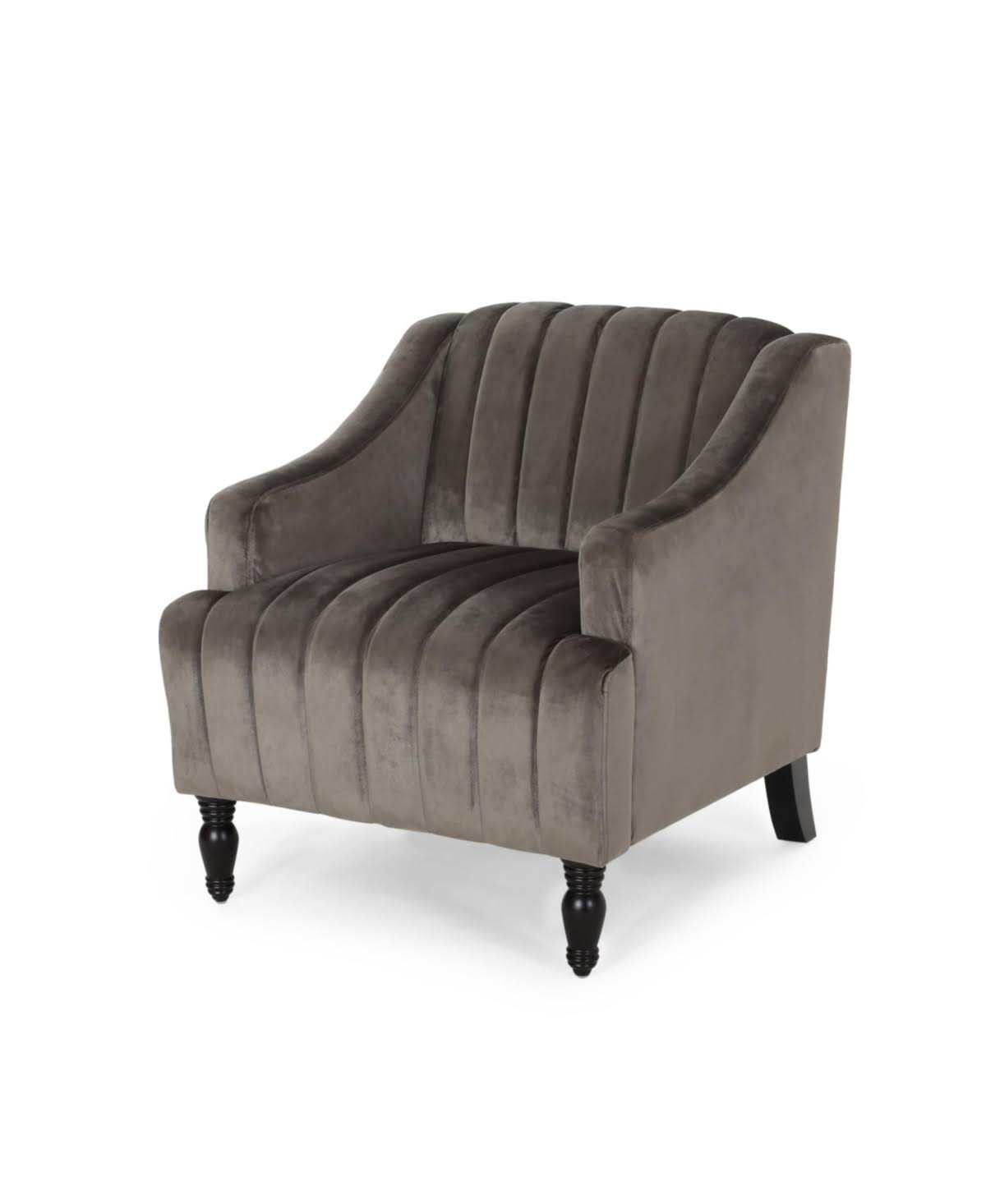Gray and Dark Brown Velvet Club Chair I927