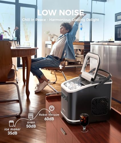 Portable Countertop Ice Maker with Self-Cleaning, 9 Bullet Ice Cubes, Black D33595