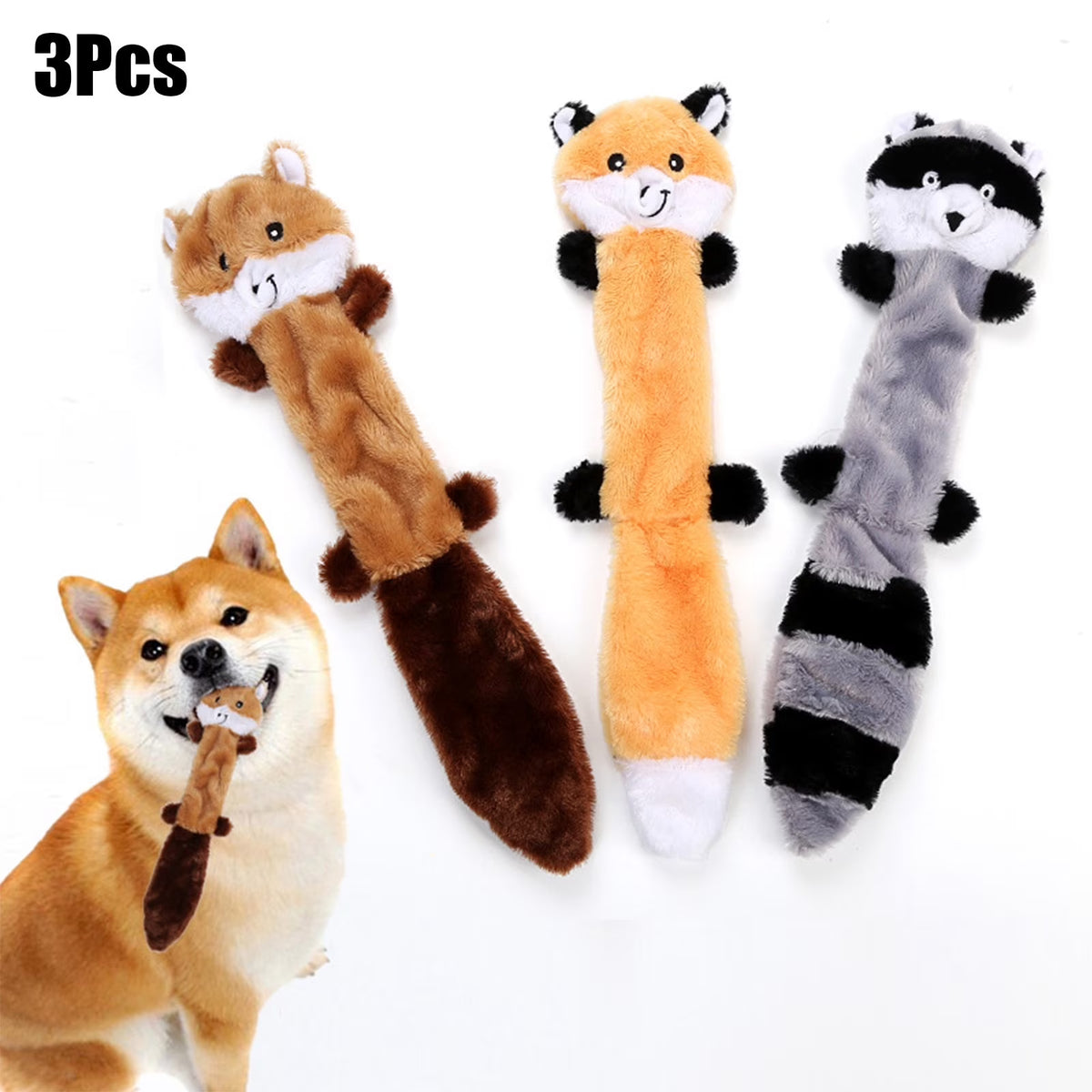 3Pcs No Stuffing Plush Dog Chew Toy Y960529