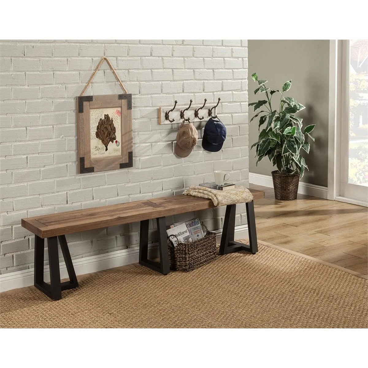 4 Piece Wood Dining Table Chairs & Bench Set F602692