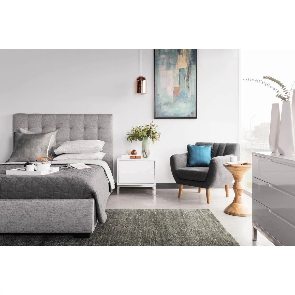 King Light Grey Fabric Storage Bed H4581