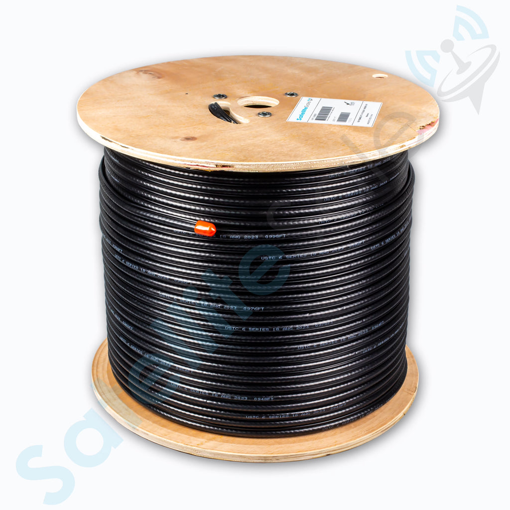 RG6 Trishield 77% Coaxial Cable with Messenger Wire PVC Black 1000 feet N8027