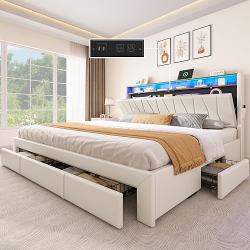 King Size Storage Bed Frame with 4 Drawers Z1588