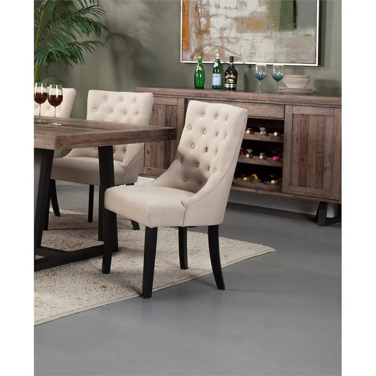 4 Piece Wood Dining Table Chairs & Bench Set F602692