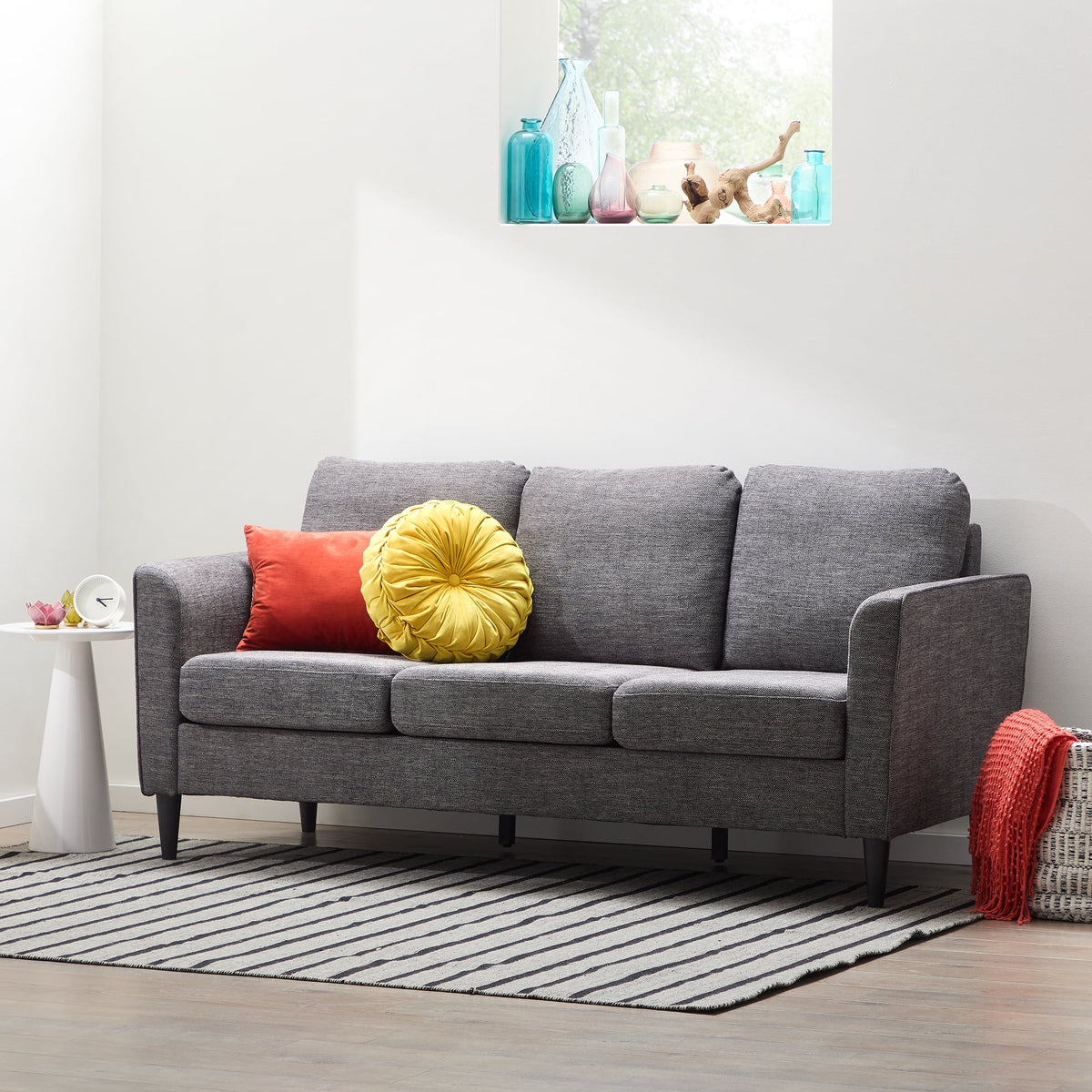 Charcoal Fabric Upholstered Sofa O5592