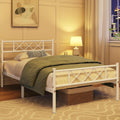 White Metal XL Bed Frame with Headboard U99371