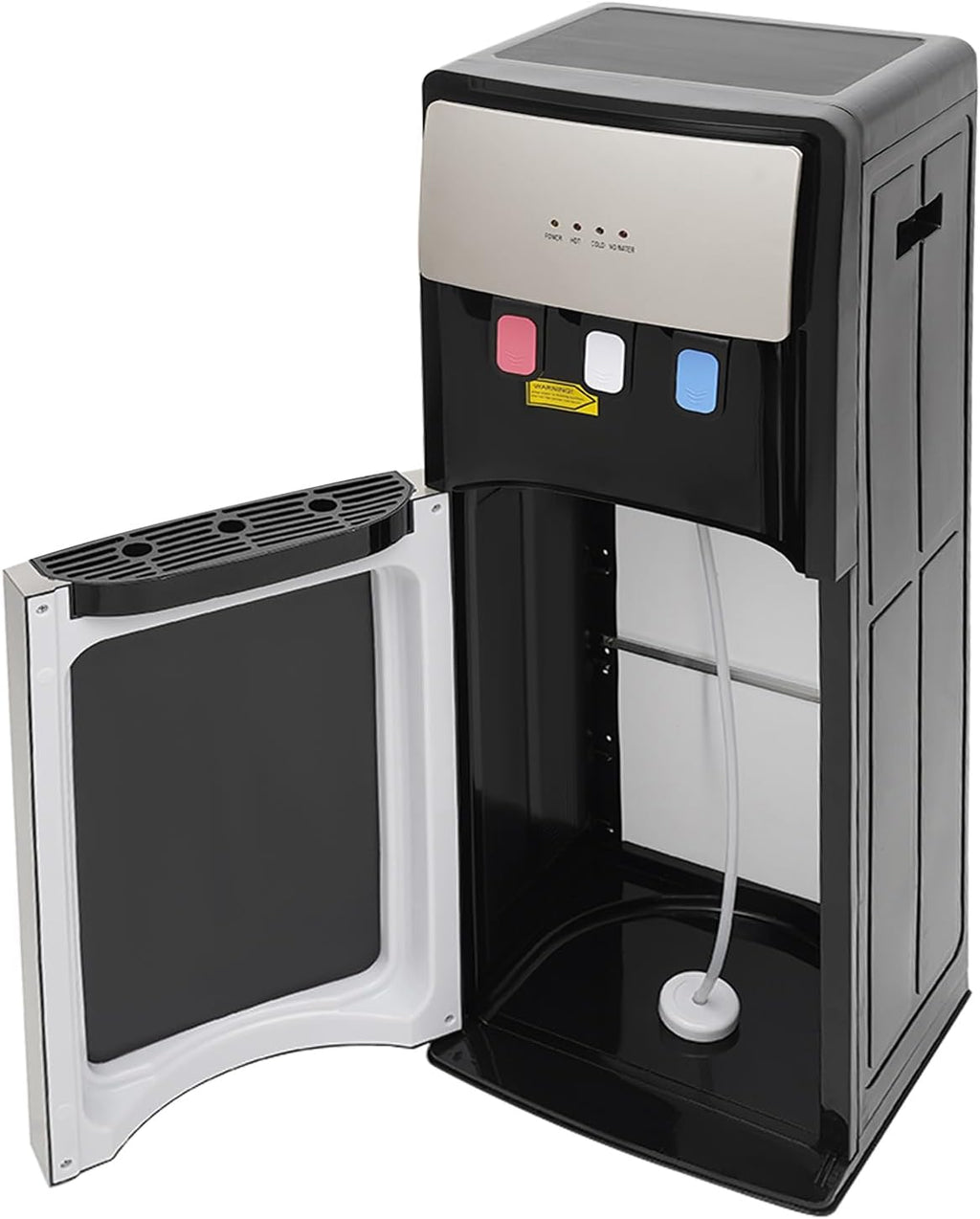 Silver Grey Hot & Cold Water Cooler Dispenser with Storage Cabinet and Child Safety Lock Y52728