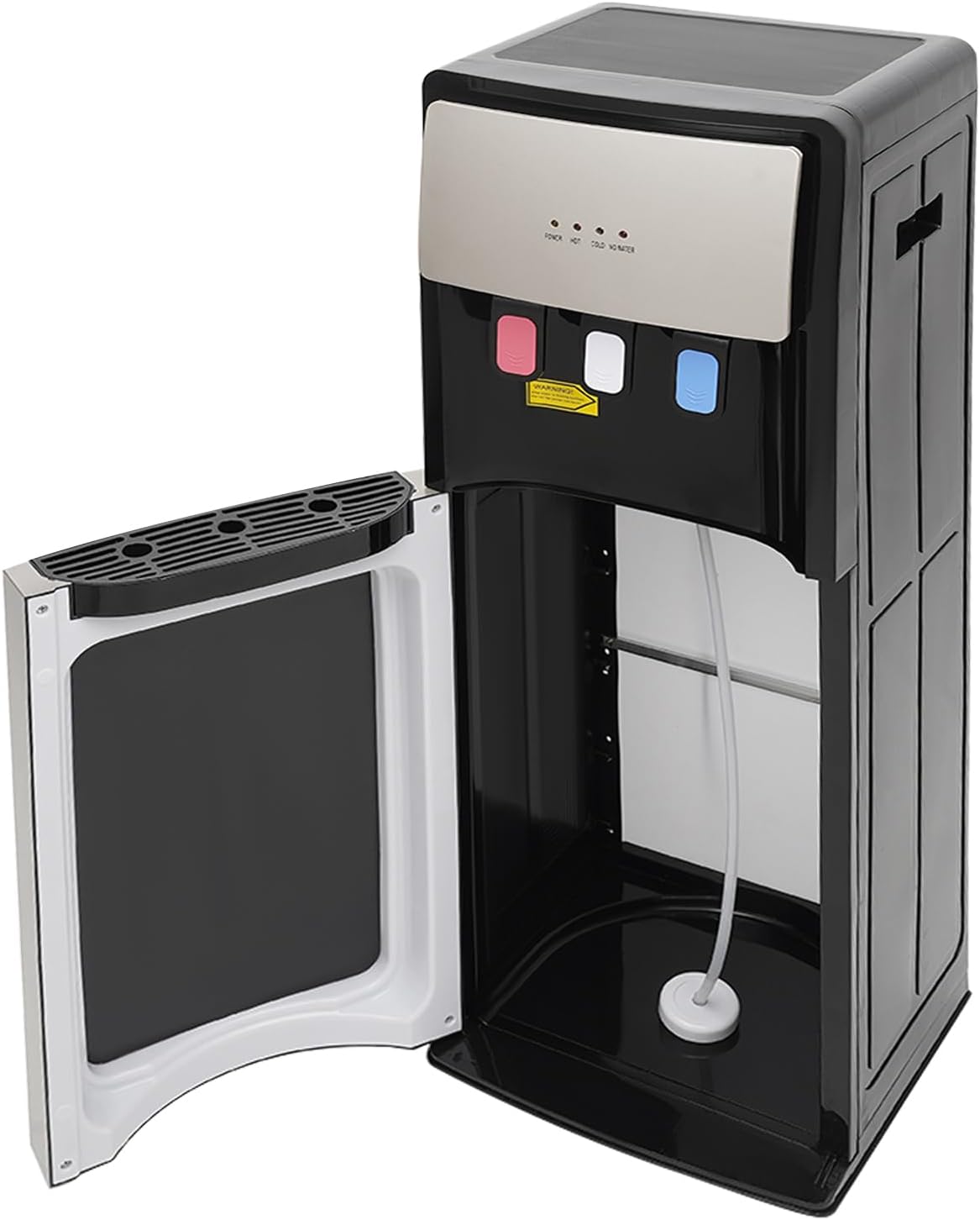 Silver Grey Hot & Cold Water Cooler Dispenser with Storage Cabinet and Child Safety Lock Y52728