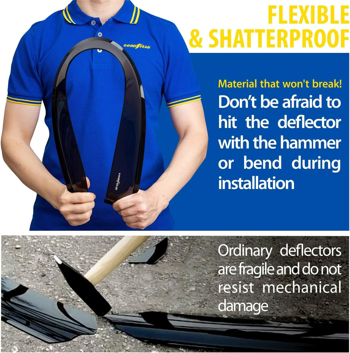 4pcs Shatterproof in-Channel Window Deflectors Rain Guards B3113