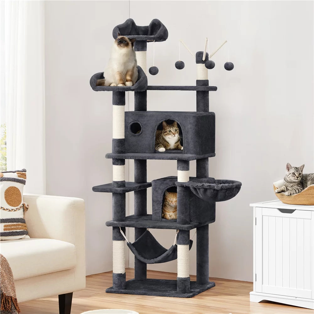 67" Multi-Level Cat Tree Tower with 2 Condos & Hammock Basket S236280
