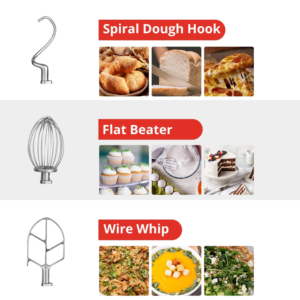 15Qt 600W 3-Speed Commercial Stand Mixer with Stainless Steel Bowl, Dough Hook, Whisk, Safety Guard L444