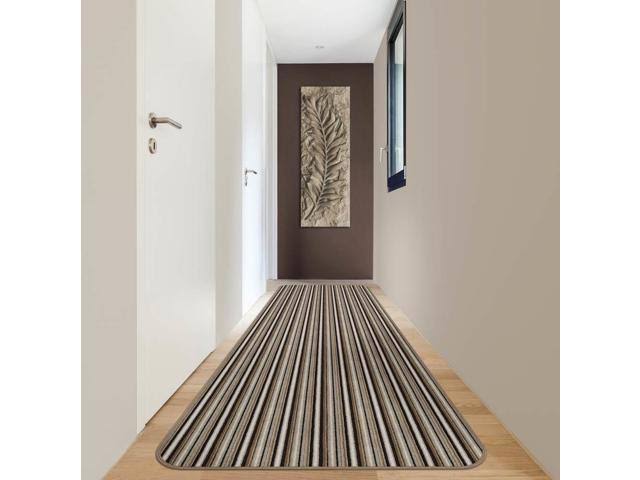Mocha Brown Stripe Skid-Resistant Carpet Runner 8 ft. x 36 in. V238