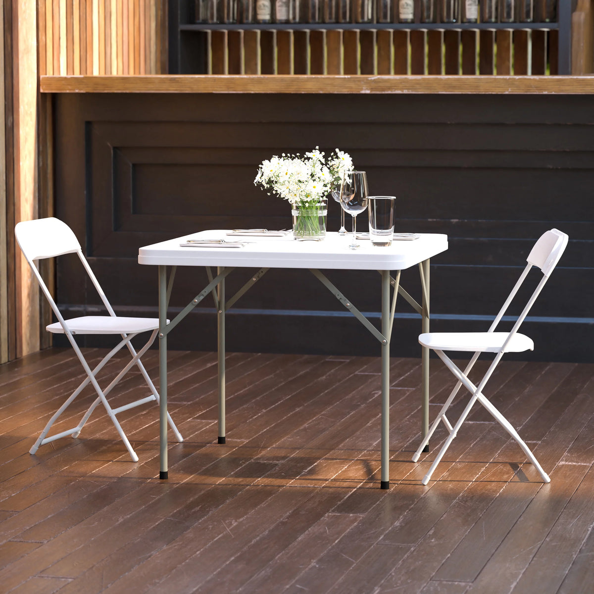 Square White Plastic Folding Table D40736