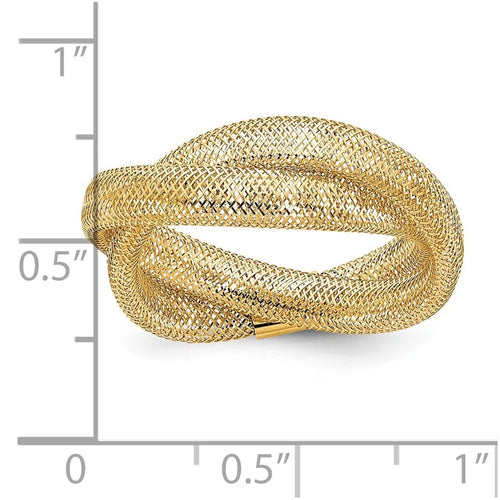 14k Gold Twisted Woven Mesh Stretch Ring Size 7.00 8mm Wide K69505
