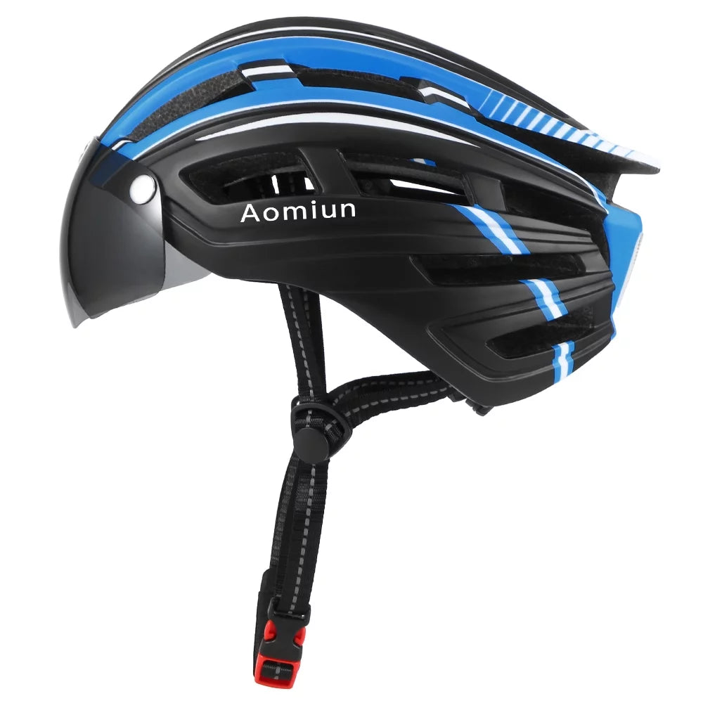 Mountain Bike Helmet with Back Light Detachable Magnetic Visor Q7249