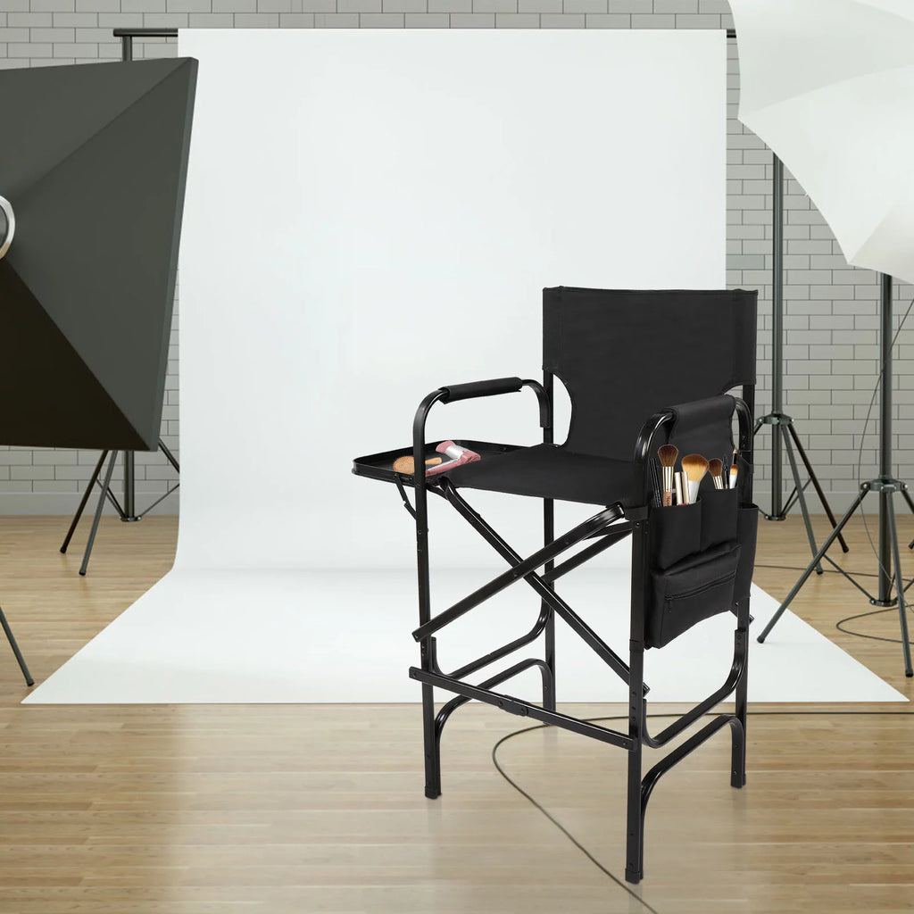 Black Folding Directors Chair with Side Table Storage Bag V697114