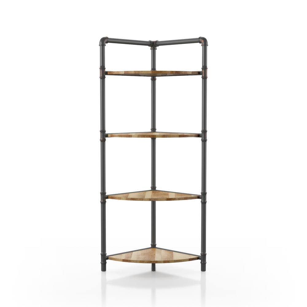 Sand Black 4-Shelf Corner Bookcase J6616