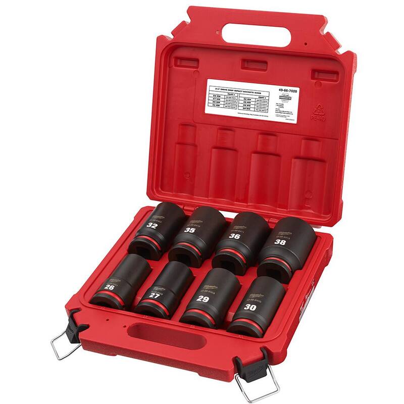 3/4 in. Drive Metric Deep Well 6 Point Impact Socket Set (8-Piece) X741833